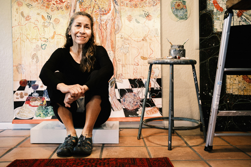 Artist Monica Aissa Martinez in her Phoenix studio.